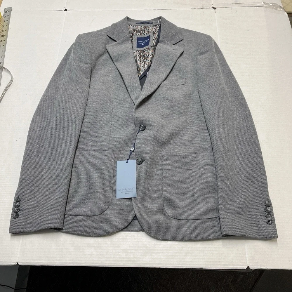 Steel & Jelly Blazer Mens US 40 Gray‎ Textured Sports Coat Jacket Office Career